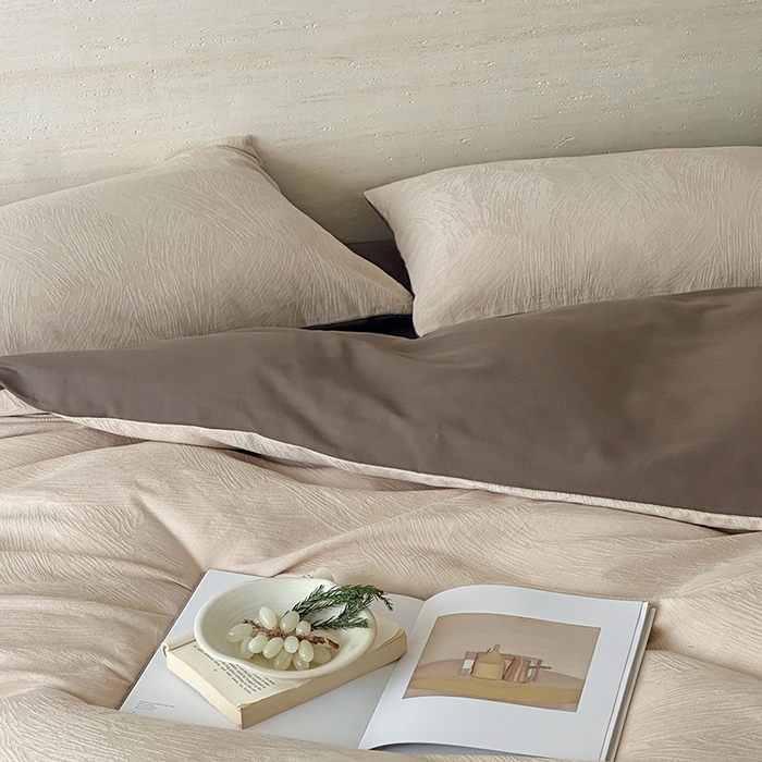 91家纺网 家纺一手货源 找家纺 （总）梦享生活家居 2025新款全棉三层肌理提花四件套-素写系列