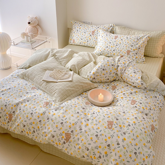 91家纺网 家纺一手货源 找家纺 慕希家纺 2025新款全棉13372印花四件套 朵朵熊