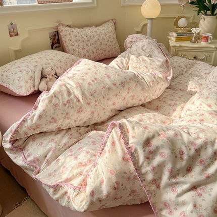 韩都家居2025新款水洗双层纱针织棉三角针四件套（包含买家秀） 赛琳娜