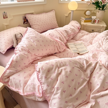 韩都家居2025新款水洗双层纱针织棉三角针四件套（包含买家秀） 可爱多