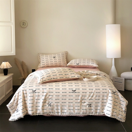 91家纺网 家纺一手货源 找家纺 换种生活 2025新款水溶小花边针织单夏被 四件套 心沫-粉