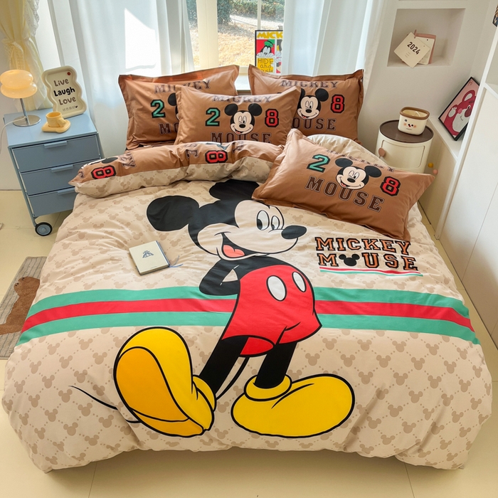 91家纺网 家纺一手货源 找家纺 典曼家纺 2025新款迪士尼大版印花卡通四件套 酷炫米奇