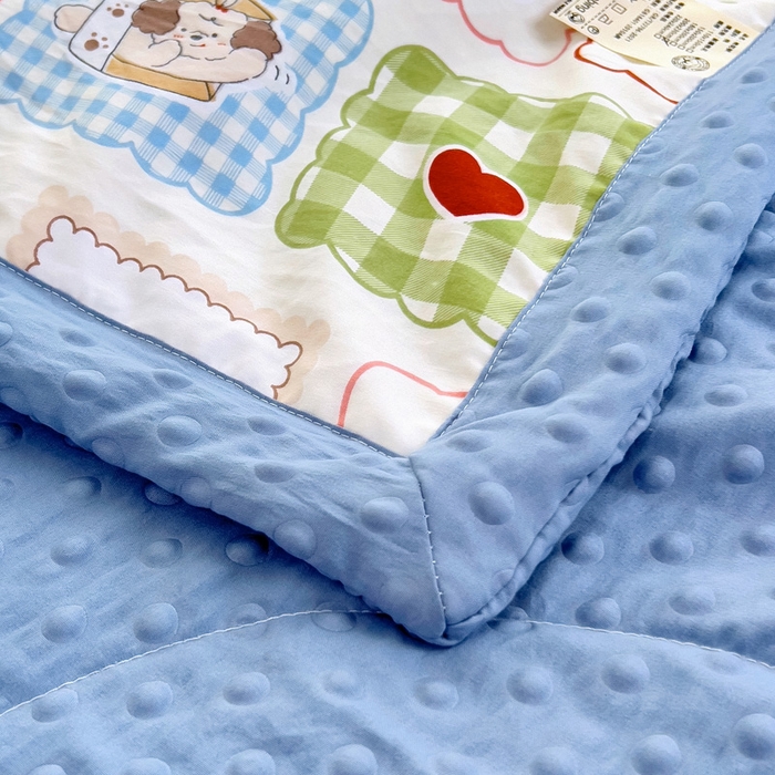 91家纺网 家纺一手货源 找家纺 鑫棉坊 2025新款A类水洗棉豆豆双层纱棉花夏凉被 欢乐派