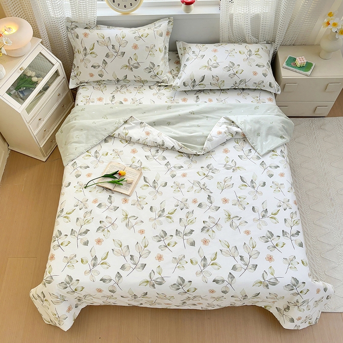 91家纺网 家纺一手货源 找家纺 元元被芯 2025新款40支13372全棉印花夏被四件套 春溪