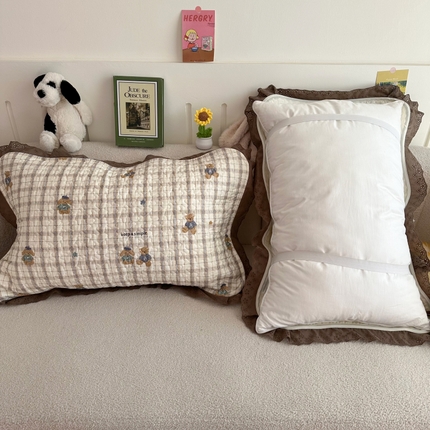 91家纺网 家纺一手货源 找家纺 （总）百寐2025新款全棉夹棉三层加厚大花边韩版枕巾防头油枕头垫