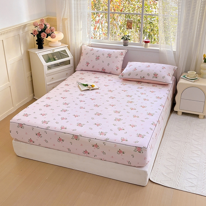 91家纺网 家纺一手货源 找家纺 元元被芯 2025新款40支13372全棉印花全棉隐藏式夹棉床笠 诗雨