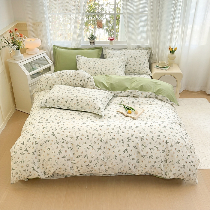91家纺网 家纺一手货源 找家纺 元元被芯 2025新款40支13372全棉印花全棉四件套 绿意