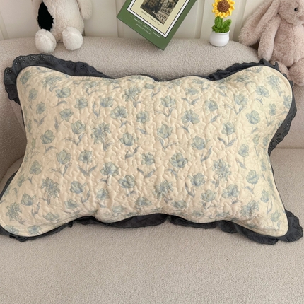 91家纺网 家纺一手货源 找家纺 （总）百寐2025新款全棉夹棉三层加厚大花边韩版枕巾防头油枕头垫