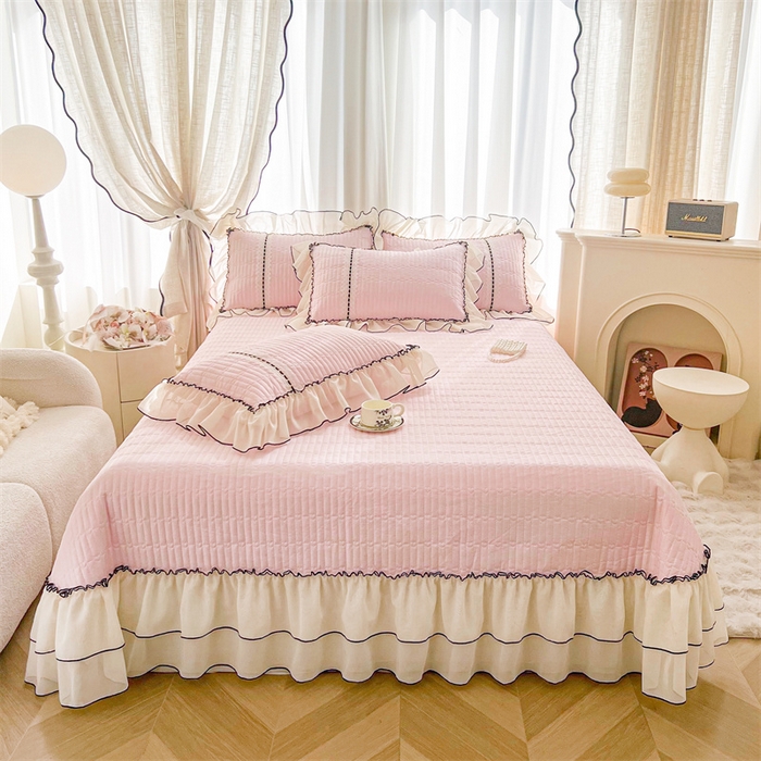 91家纺网 家纺一手货源 找家纺 虹星家纺 2025年新款全棉床盖四件套-花影倾梦 花影倾梦-樱花粉