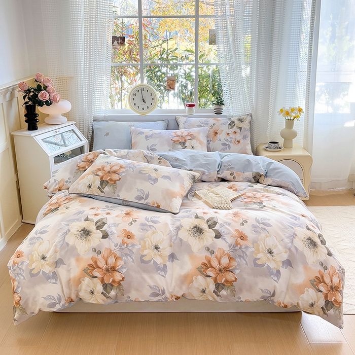 91家纺网 家纺一手货源 找家纺 元元被芯 2025新款40支13372全棉印花全棉隐藏式夹棉被套 梦湘