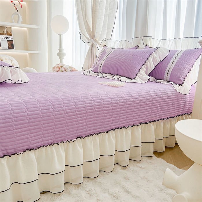 91家纺网 家纺一手货源 找家纺 虹星家纺 2025年新款全棉床盖三件套-花影倾梦 花影倾梦-优雅紫