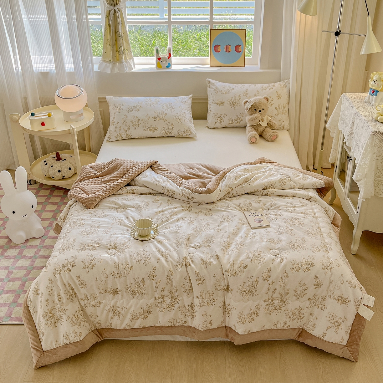 91家纺网 家纺一手货源 找家纺 梦依依 2025新款40支全棉豆豆被大豆被夏被春秋被子被芯 加微信送买家秀 泼墨奶油