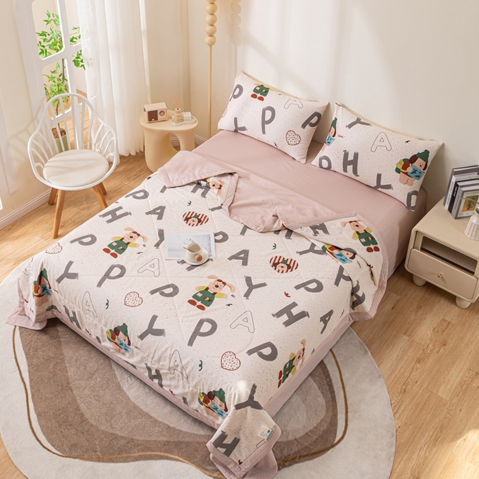 91家纺网 家纺一手货源 找家纺 鑫棉坊 【又降价啦】2025新款全棉A类印花纯棉花夏被可机洗空调被 蒙奇奇-米