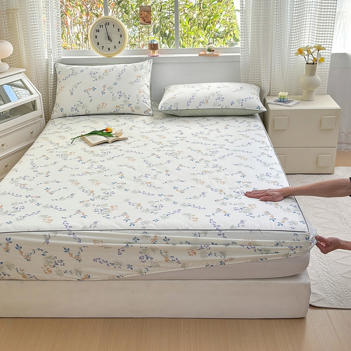 91家纺网 家纺一手货源 找家纺 元元被芯 2025新款40支13372全棉印花全棉隐藏式夹棉床笠 硕果