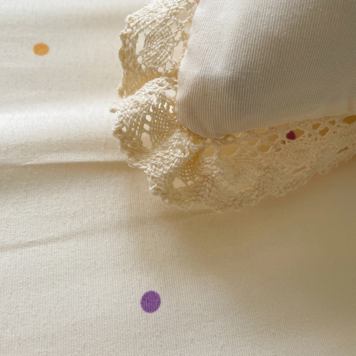 91家纺网 家纺一手货源 找家纺 仟网汇 2025新款韩版镂空花边针织双层纱四件套 彩波点