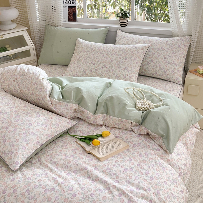 91家纺网 家纺一手货源 找家纺 元元被芯 2025新款40支13372全棉印花全棉隐藏式夹棉被套 悠然