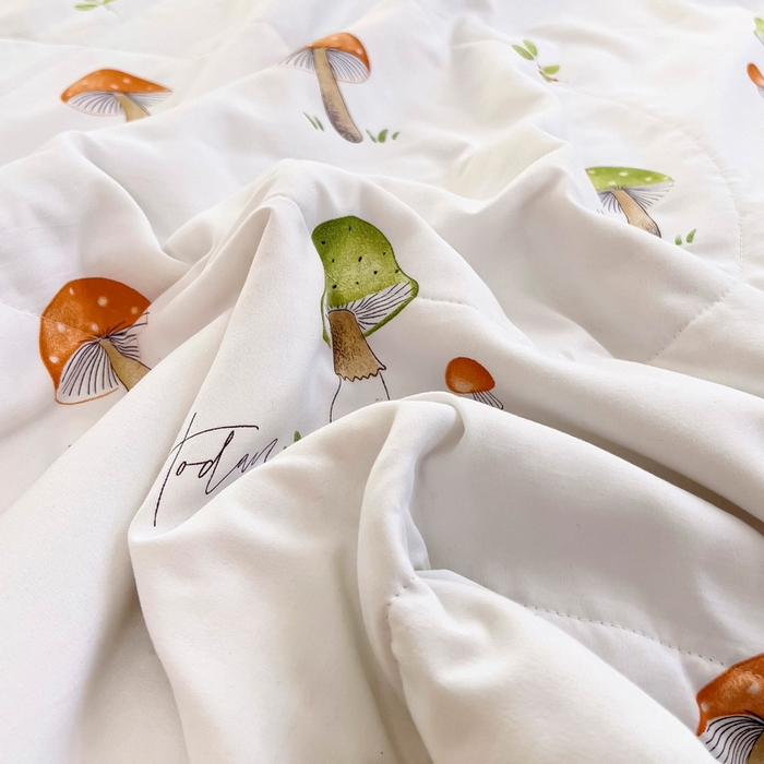 91家纺网 家纺一手货源 找家纺 鑫棉坊 2025新款A类水洗棉豆豆双层纱棉花夏凉被 蘑菇精灵