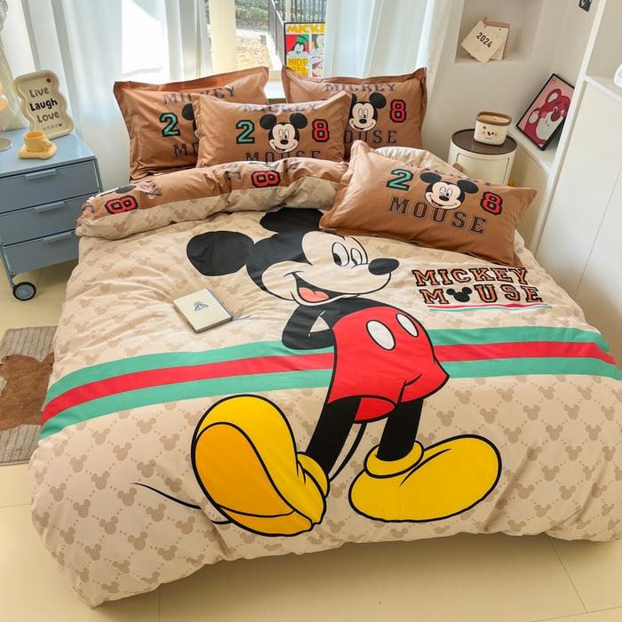 91家纺网 家纺一手货源 找家纺 典曼家纺 2025新款迪士尼大版印花卡通四件套 酷炫米奇