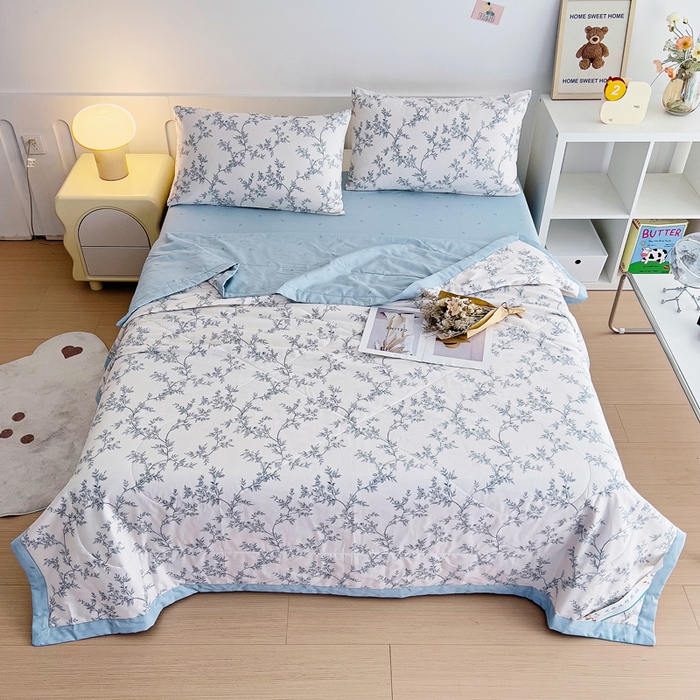 91家纺网 家纺一手货源 找家纺 鑫棉坊 2025新款A类全棉印花大豆纤维空调被大豆被 满庭