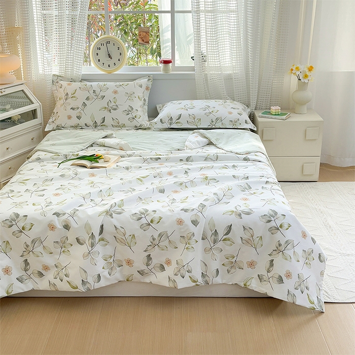 91家纺网 家纺一手货源 找家纺 元元被芯 2025新款40支13372全棉印花夏被四件套 春溪