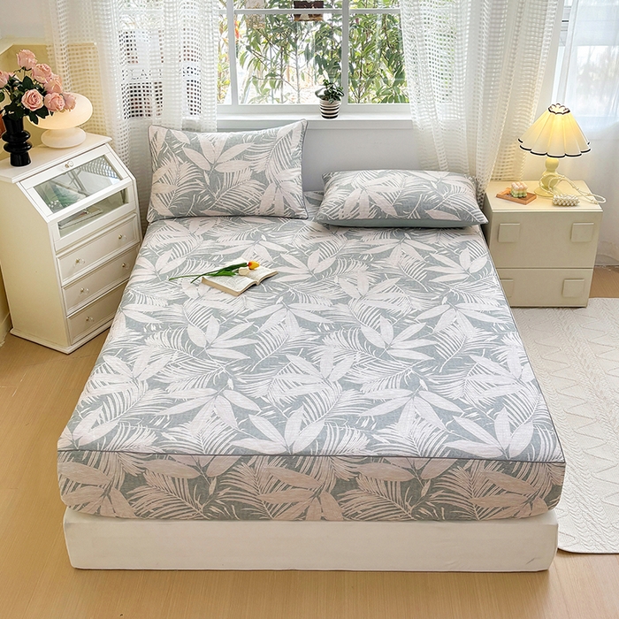 91家纺网 家纺一手货源 找家纺 元元被芯 2025新款40支13372全棉印花全棉隐藏式夹棉床笠 蔓羽