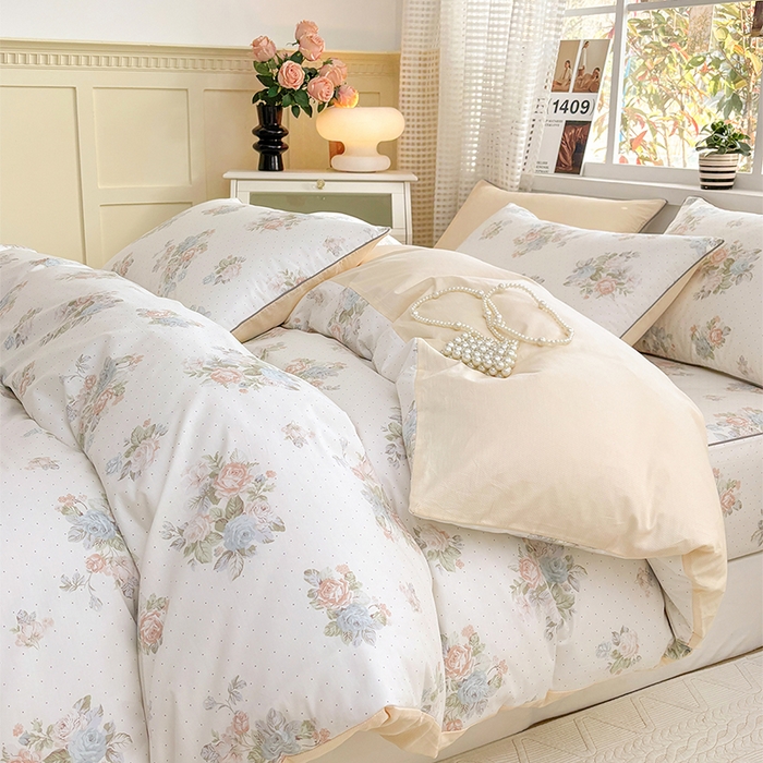 91家纺网 家纺一手货源 找家纺 元元被芯 2025新款40支13372全棉印花全棉隐藏式夹棉被套 花舞