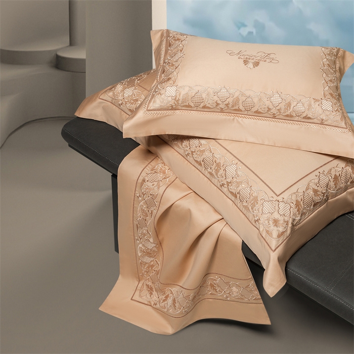 91家纺网 家纺一手货源 找家纺 高大尚婚庆馆 2025新款长绒棉四件套-简奢 简奢-南瓜橘