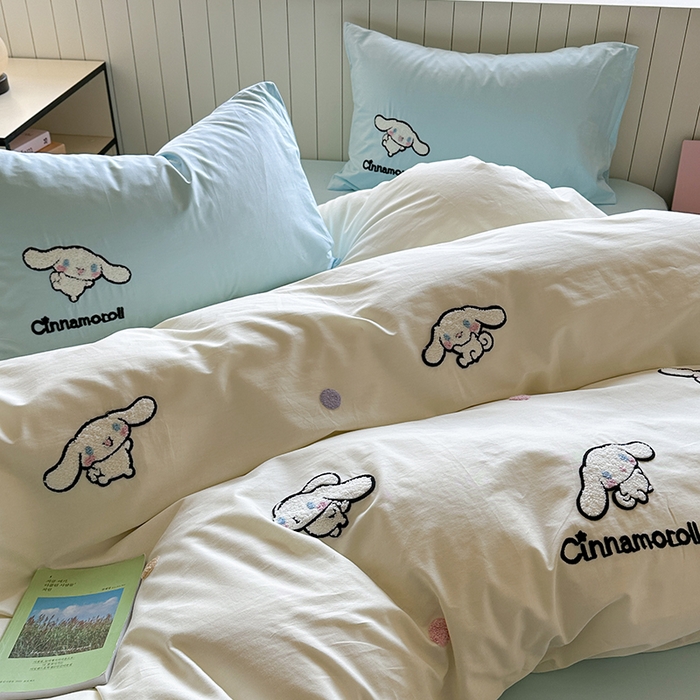 91家纺网 家纺一手货源 找家纺 金爱家 2025新款全棉毛巾绣四件套 毛巾绣-点点玉桂狗