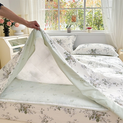 元元被芯 2025新款40支13372全棉印花全棉隐藏式夹棉被套 若萱