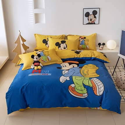 典曼家纺 2025新款迪士尼大版印花卡通四件套 探险家蓝