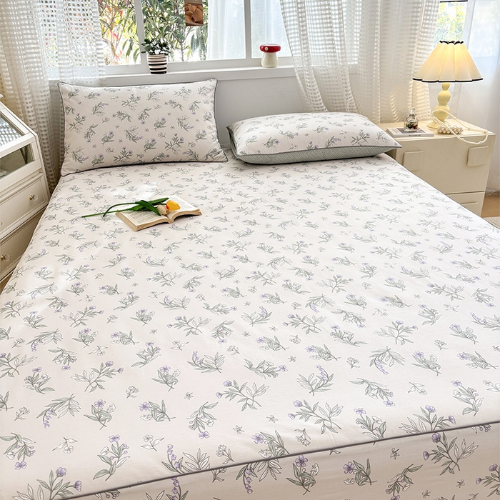 91家纺网 家纺一手货源 找家纺 元元被芯 2025新款40支13372全棉印花全棉隐藏式夹棉床笠 宁静