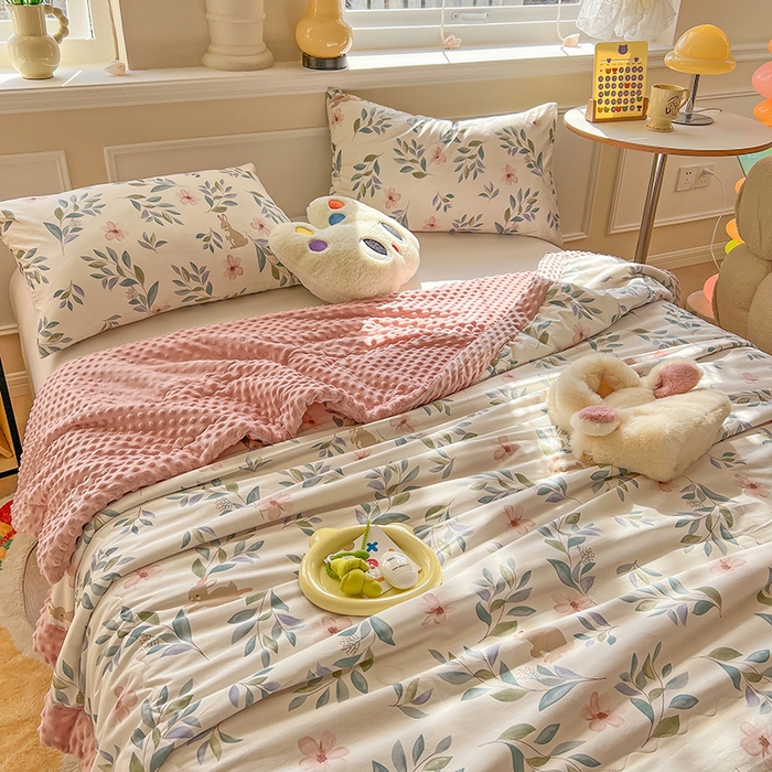 91家纺网 家纺一手货源 找家纺 梦依依 2025新款40支全棉豆豆被大豆被夏被春秋被子被芯 加微信送买家秀 轻纱漫舞