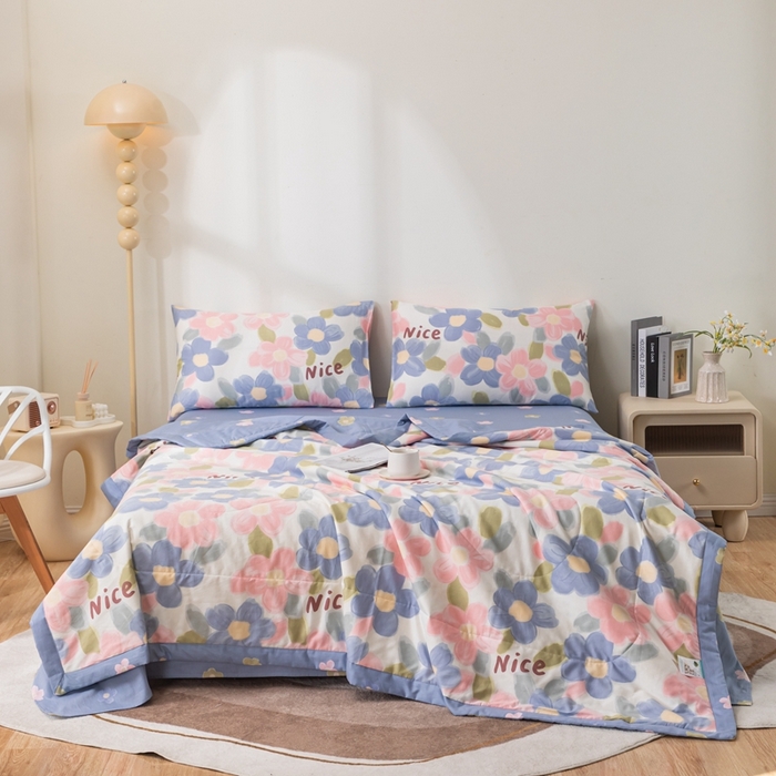 91家纺网 家纺一手货源 找家纺 鑫棉坊 【又降价啦】2025新款全棉A类印花纯棉花夏被可机洗空调被 蓝海晨光