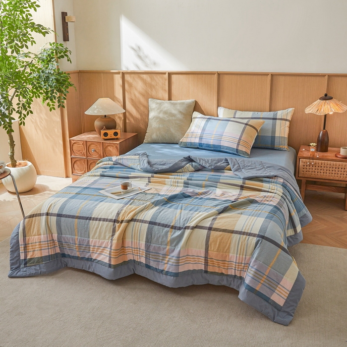 91家纺网 家纺一手货源 找家纺 猎鹿人家纺2025新款A类无印风水洗棉新疆棉花夏被 晚秋