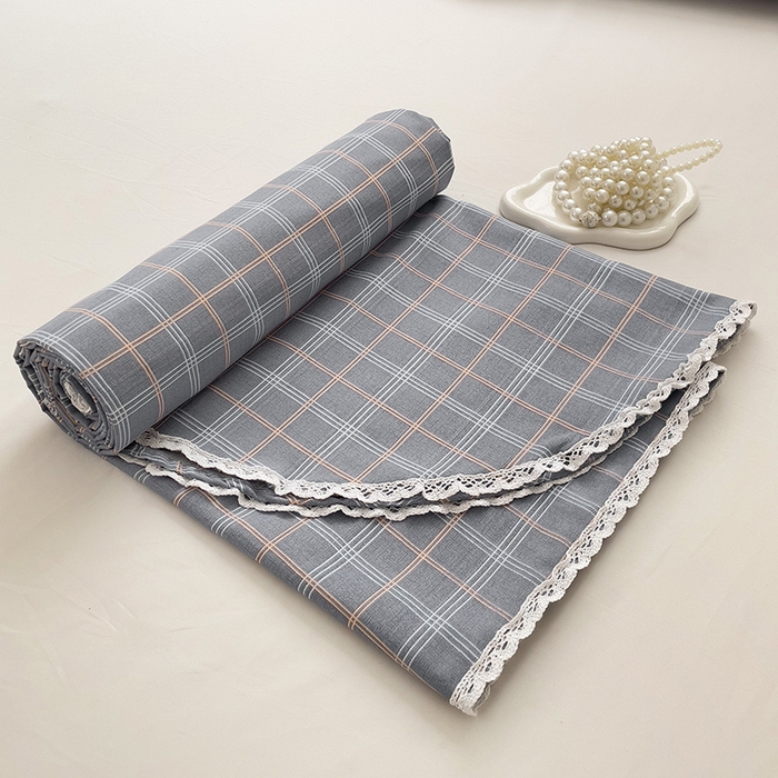 91家纺网 家纺一手货源 找家纺 2025春夏新品鱼骨棉老粗布凉席 格韵-灰