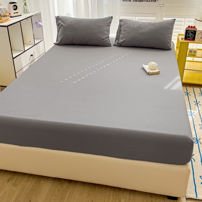 91家纺网 家纺一手货源 找家纺 仟人梦 2025新款纯色床笠 银灰