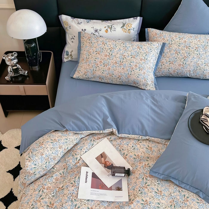 91家纺网 家纺一手货源 找家纺 2025春夏新款水洗棉麻学生小号三件套 漫天花语