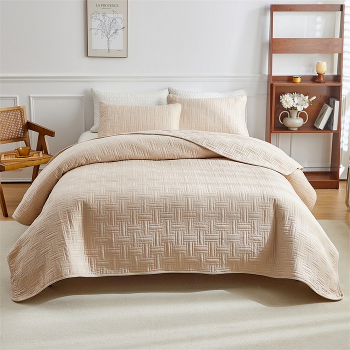 91家纺网 家纺一手货源 找家纺 温宁家纺 2025新款枕套 横竖格米色