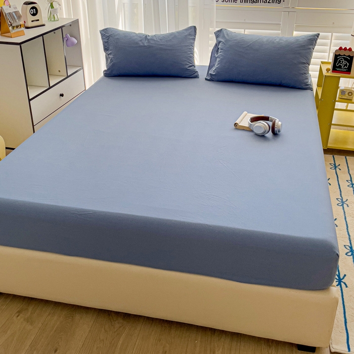 91家纺网 家纺一手货源 找家纺 仟人梦 2025新款纯色床笠 雾兰