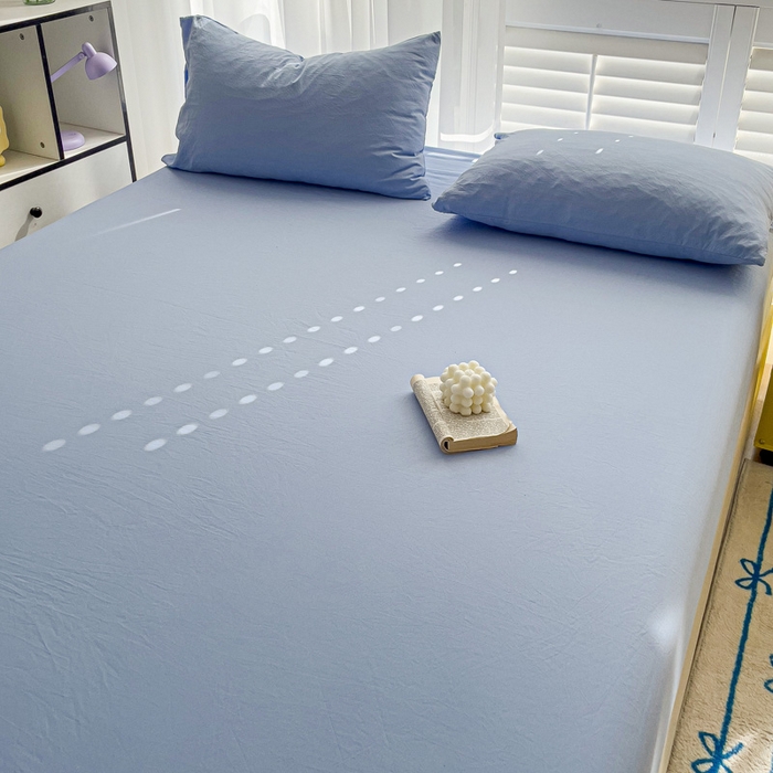 91家纺网 家纺一手货源 找家纺 仟人梦 2025新款纯色床笠 天蓝