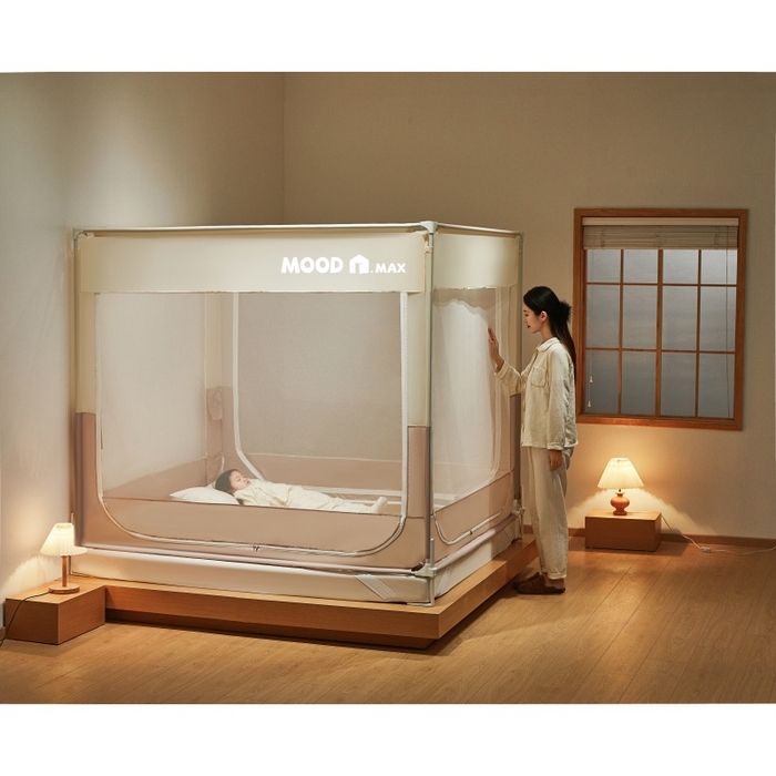 91家纺网 家纺一手货源 找家纺 卓尔居2025新款成人坐床外穿蚊帐-mood.max max.浅米