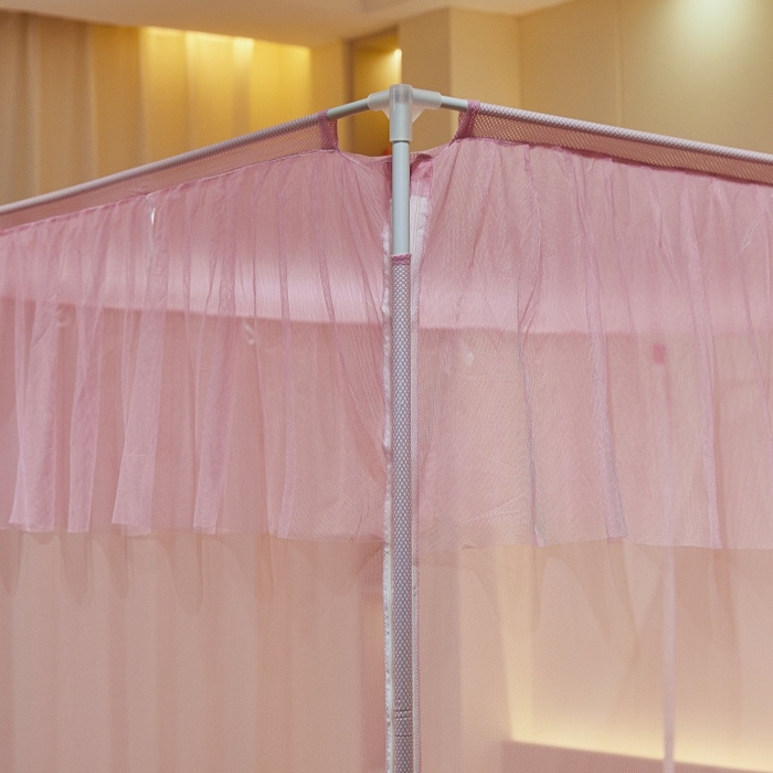 91家纺网 家纺一手货源 找家纺 卓尔居2025新款A类防蚊绗绣编织防摔坐床蚊帐 夏至-粉