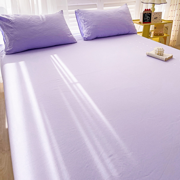 91家纺网 家纺一手货源 找家纺 仟人梦 2025新款纯色床笠 浅紫