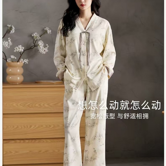 91家纺网 家纺一手货源 找家纺 （总）洛兰沙家居馆【只代发】【只代发】 新中式女款家居服