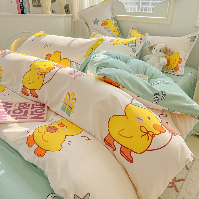 91家纺网 家纺一手货源 找家纺 梦卓家纺 2025新款亲肤芦荟棉单被套 开心鸭