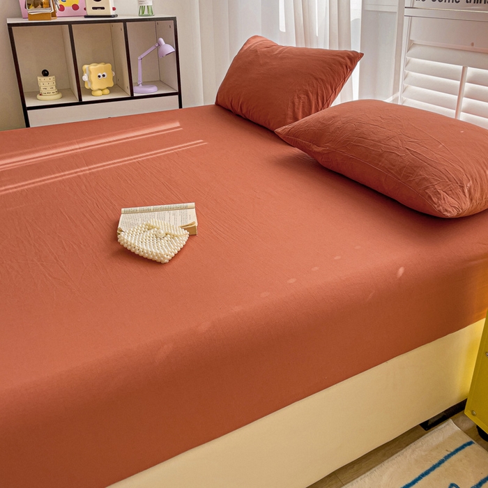 91家纺网 家纺一手货源 找家纺 仟人梦 2025新款纯色床笠 焦糖