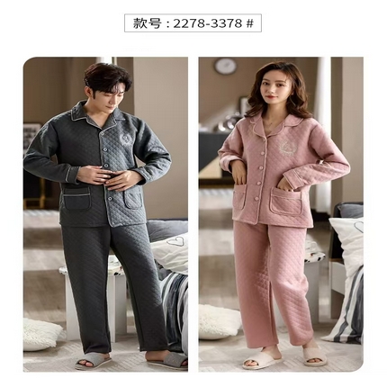 91家纺网 家纺一手货源 找家纺 （总）洛兰沙家居馆【只代发】【只代发】 纯棉夹层情侣家居服