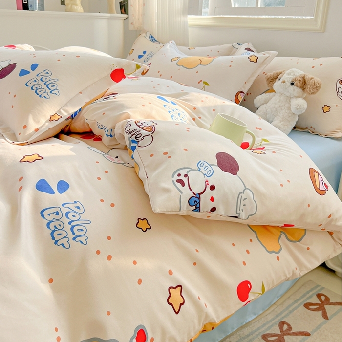 91家纺网 家纺一手货源 找家纺 梦卓家纺 2025新款亲肤芦荟棉单被套 蛋糕熊