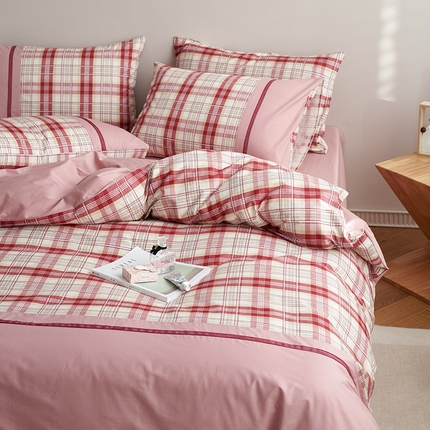 91家纺网 家纺一手货源 找家纺 安莱生活 2025新款全棉日式侘寂风条格系列四件套 梵羽