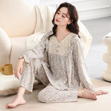 91家纺网 家纺一手货源 找家纺 （总）洛兰沙家居馆【只代发】【只代发】 拉架棉菲边款家居服